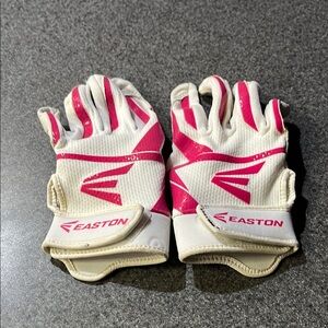 Easton White and Pink Batting Gloves
